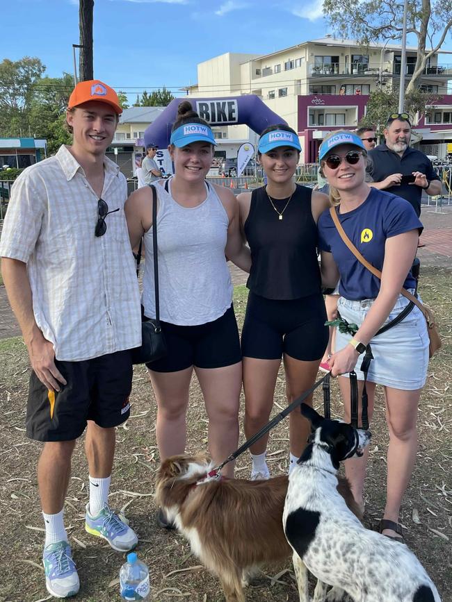 Nick Schmidhauser, Alysha Forest, Laura Mutton and Lily Wadsworth at the Hervey Bay 100 Triathlon on Sunday, November 26, 2023.