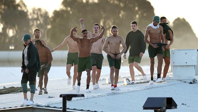 Prison inmates on the roof of Parklea Correctional Centre. Picture: Getty