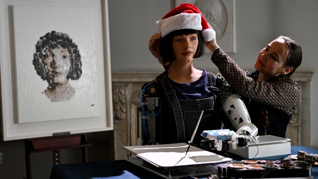 Ai-Da Robot poses for her close at The Royal Institution in London. Picture: Kate Green/Getty Images