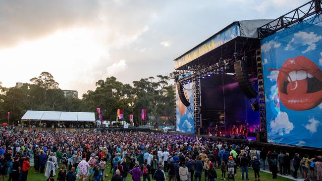 The crowd gathers in front of the main stage at the debut Harvest Rock festival in 2022. Picture: Topbunk