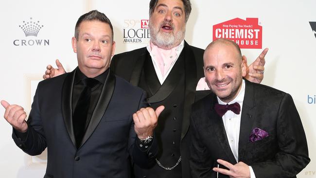Gary Mehigan, Matt Preston and George Calombaris at the Logies. Picture: Julie Kiriacoudis
