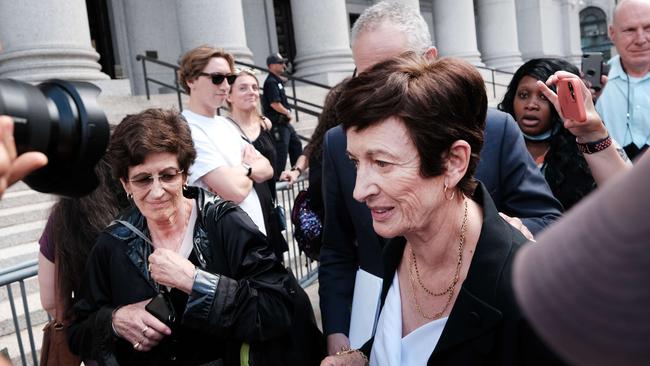 Kevin Maxwell and Isabell Maxwell, brother and sister of convicted British socialite Ghislaine Maxwell, stand outside of a Manhattan Federal Court after the sentencing. Picture: Spencer Platt/Getty Images/AFP