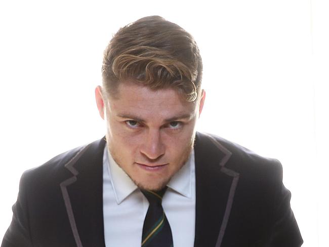 Wallabies James O'Connor poses for a portrait as the Wallabies' 2019 World Cup squad is named at Sydney Airport Qantas Hangar 96. Picture: Brett Costello