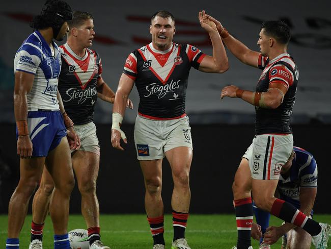 Angus Crichton was in the starting line-up for the first time this season against the Bulldogs. Credit: NRL Images.