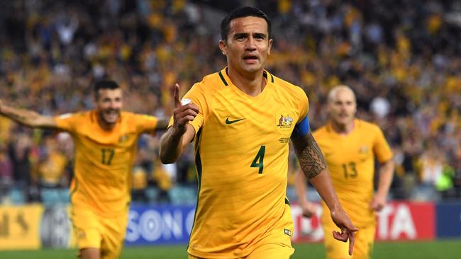 Tim Cahill helped the Socceroos get by Syria and he’ll return to Sydney Picture: AFP