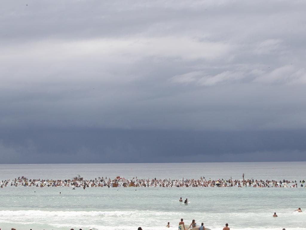 Protest at Burleigh against an oil company drilling in the Great Australian Bight. Pic Mike Batterham.