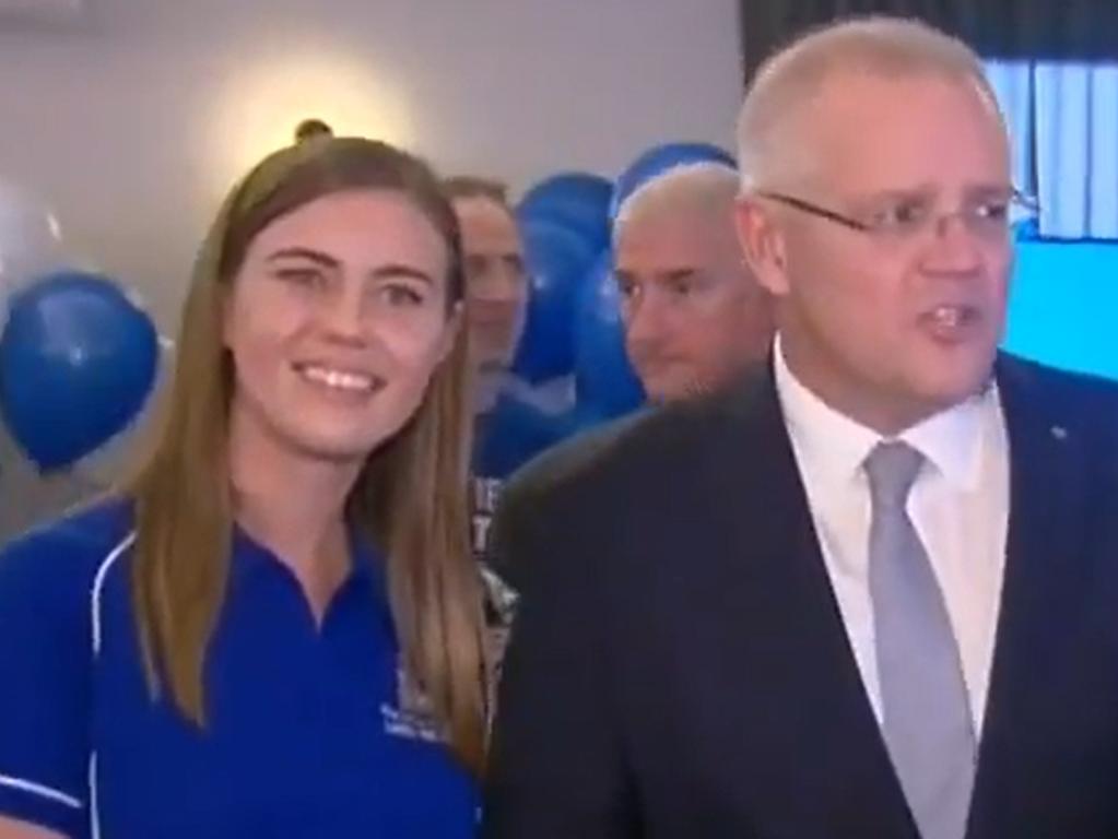 Liberal party staffer Brittany Higgins with the PM. Picture: ABC News