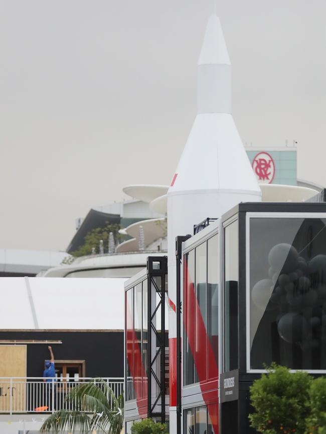 The rocket soaring above the marquee. Picture: Alex Coppel