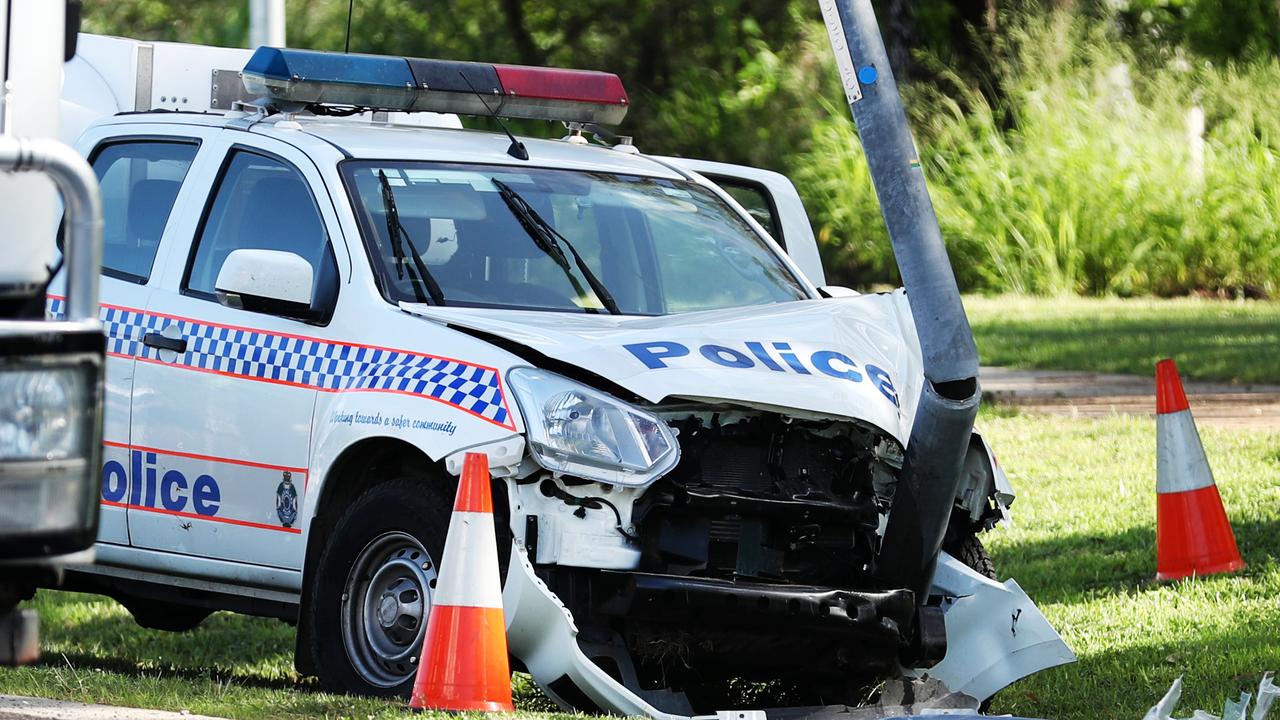 Three police officers were injured in a crash in Townsville on Saturday. Picture: Alix Sweeney