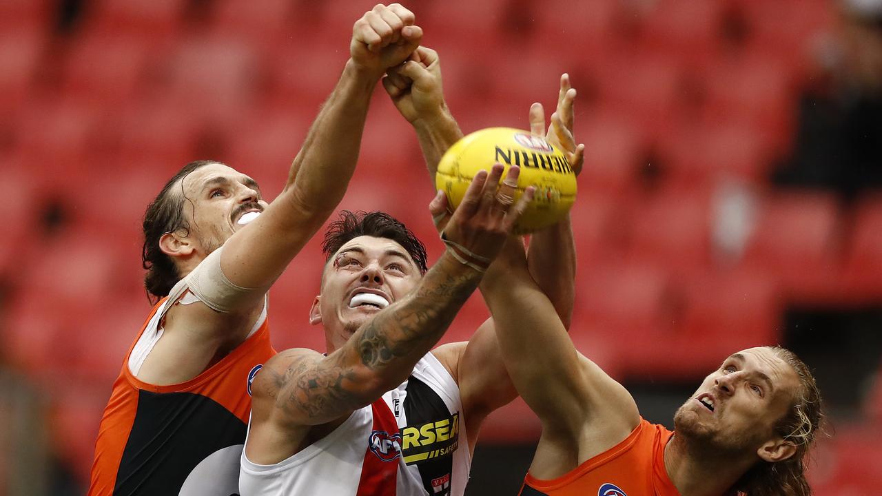 Phil Davis (left) says he still has the hunger to play at AFL level. Picture: Ryan Pierse