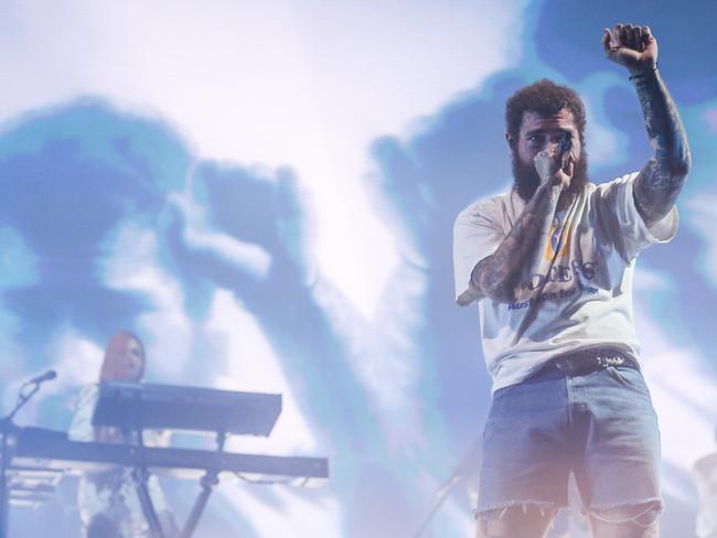 Post Malone performs at the RNA Showgrounds. Photo - Stephen Archer