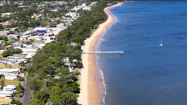 Torquay from the air … Drone photos like these will be used as part of the game. PHOTO: Fraser Coast Drone Photography