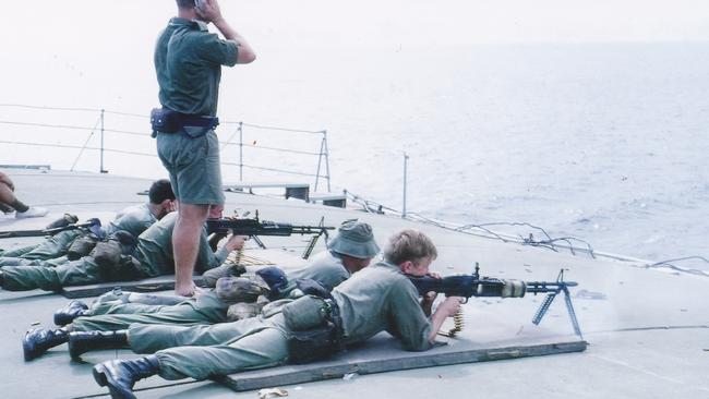 Gary McKay, far right, on HMAS Sydney in 1971.