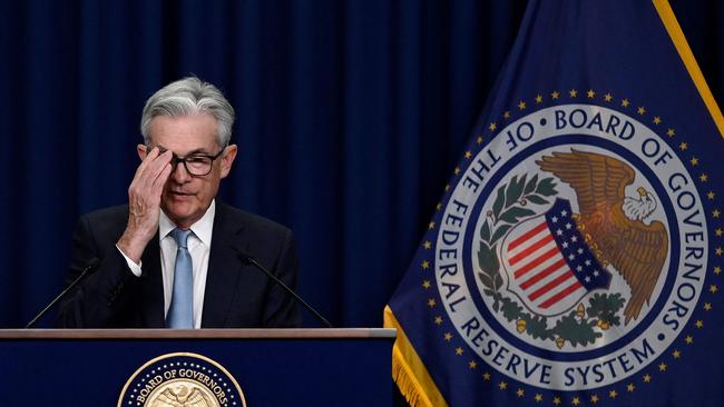 US Federal Reserve Chair Jerome Powell speaks during a news conference on interest rates.