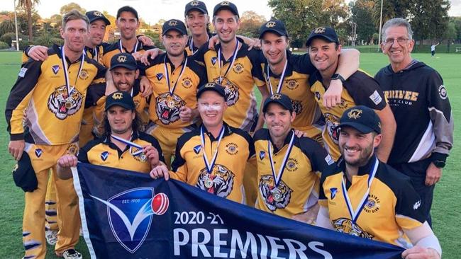 Werribee celebrates its remarkable VSDCA North-West group premiership. Picture: Supplied