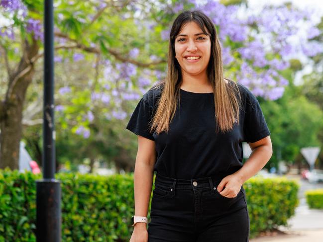 Camila Llanos, 29, is forced to think about living somewhere else due to the cost of living crisis. Picture: Justin Lloyd.