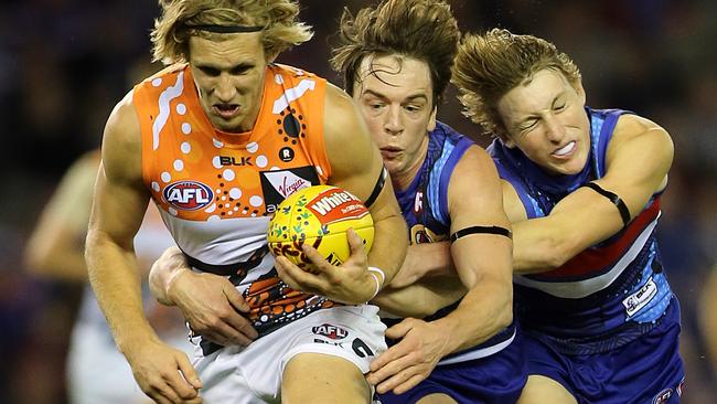 GWS were smashed by the Bulldogs. Picture: Alex Coppel