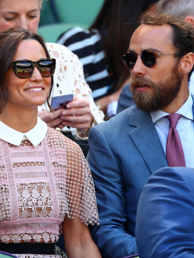 James Middleton goes for the hipster look with sister Pippa at Wimbledon. Picture: Getty Images