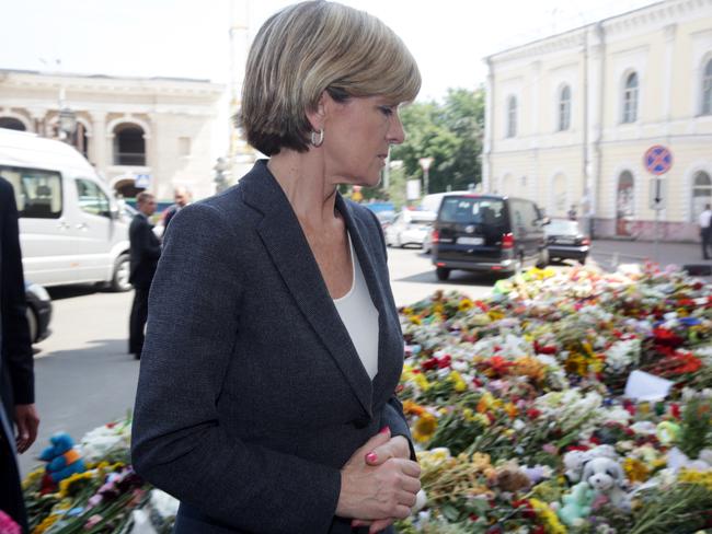 Then foreign minister Julie Bishop arrives in Kiev, Ukraine in 2014. Picture: Ella Pellegrini