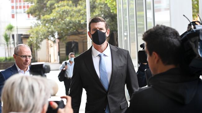 Ben Roberts Smith arrives at his defamation trial. The former SAS soldier and VC medal recipient is suing Nine newspapers. Picture: NCA NewsWire / Jeremy Piper