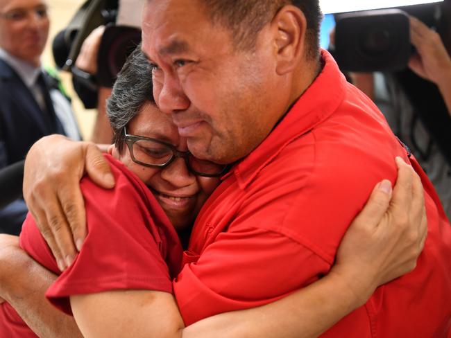 There was an emotional reunion with her brother John... Picture: AAP