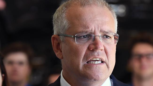 Scott Morrison is in Tasmania. Picture: AAP.