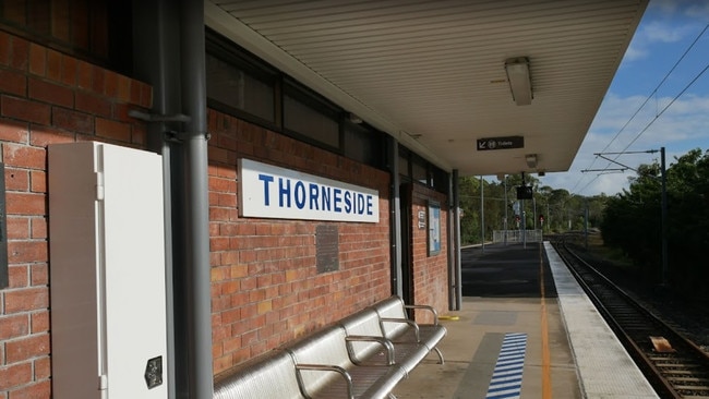 Thorneside train station close to where a passenger train came within metres of a bobcat on the track in March 2020.