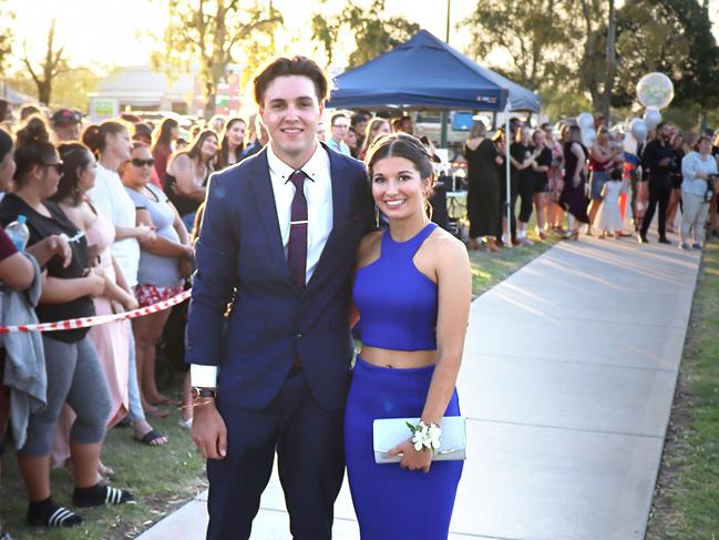 Darcy Lees and Chloe Jeha. Oakey State High School formal. Photo Sean Federoff