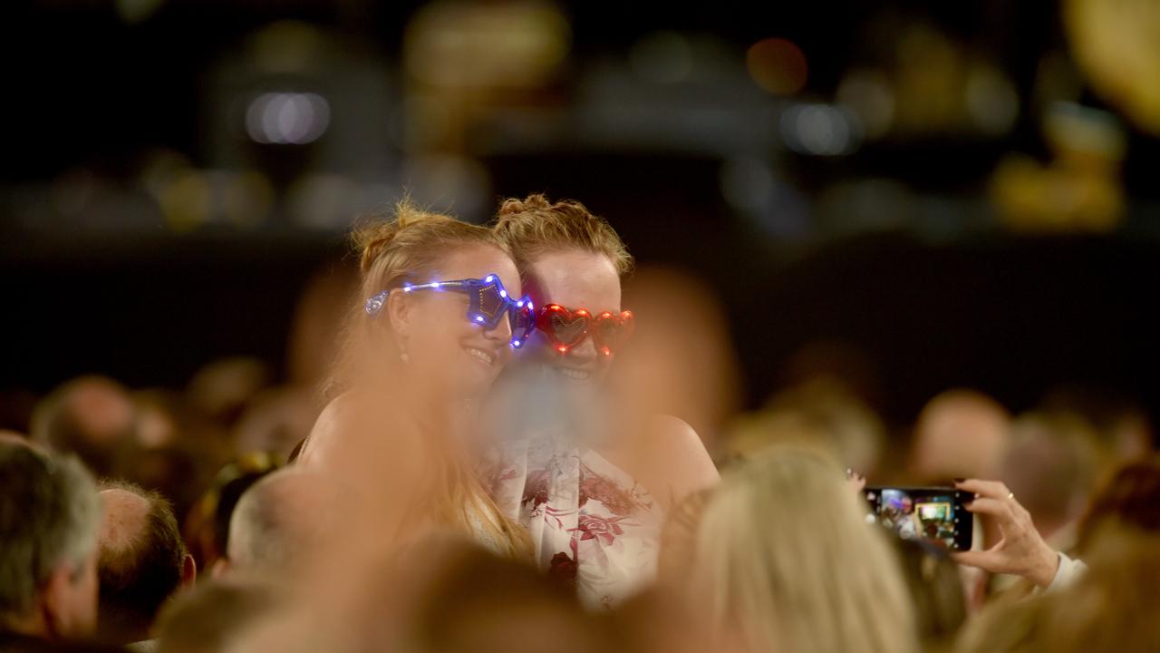 Elton John performs at the Queensland Country Bank Stadium in Townsville. Picture: Evan Morgan