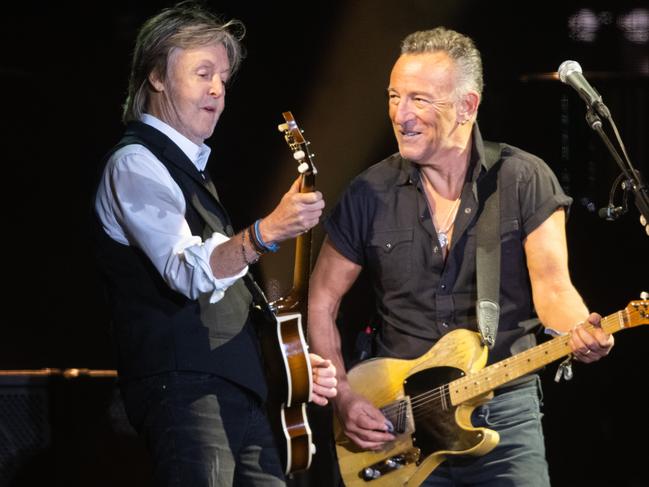 Paul McCartney performing with Springsteen at Glastonbury in June. Picture: Samir Hussein/WireImage