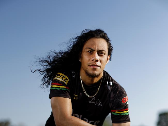 Jarome Luai reveals he hasn’t had a haircut in almost three-years, after vowing to keep his flowing locks until Penrith lost their tag as reigning premiers. Picture: Jonathan Ng