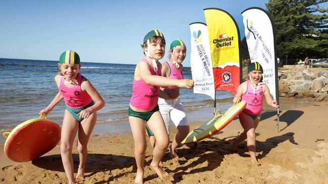 Ashleigh Beilby, Zeke Harve, Chloe Beilby and Cait Hinton at the launch of the Coast's first ever special needs Nippers program established by Kate Broadhurst.