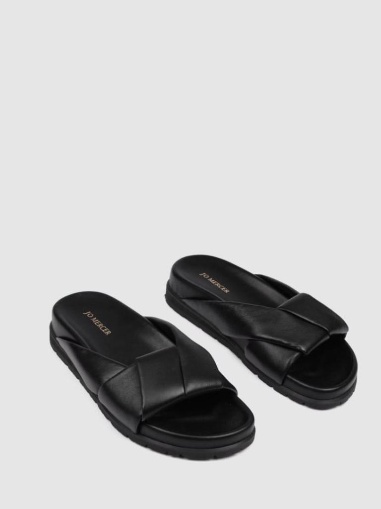 Jo Mercer Valise Flat Slides Black Leather. Picture: The Dom.