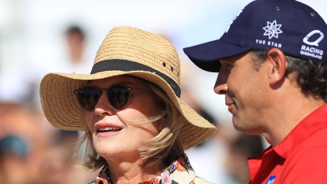 Magic MIllions co-owner Katie Page during the Magic Millions Beach Race with ambassador and Queensland State of Origin coach Billy Slater: “I always have Plan B.” Picture: NewsWire Scott Powick