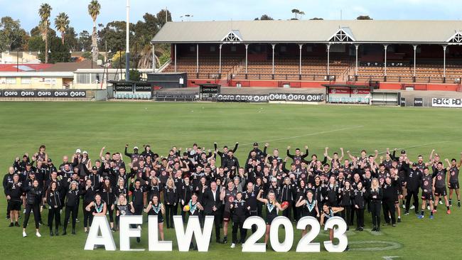 The entire Port Adelaide Football Club – including staff and players – can’t wait to join the AFLW competition. Picture: Sarah Reed