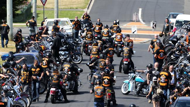 Bandidos assemble in East Devonport in preparation for a ride to Burnie. Picture: CHRIS KIDD