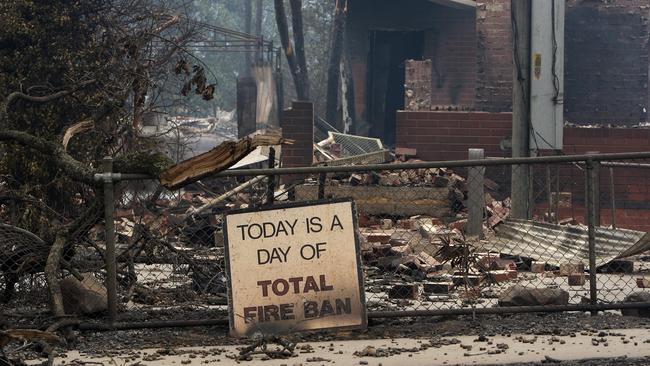 The police station in Marysville after Black Saturday. Picture: Mark Smith