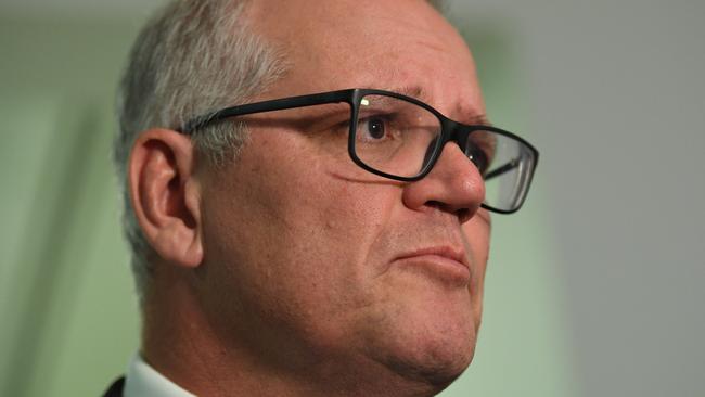 CANBERRA, AUSTRALIA - NewsWire Photos - May 30 2022: Former Prime Minister Scott Morrison speaks to media as he leaves the Liberal Party Room Meeting at Parliament House in Canberra. Picture: NCA NewsWire / Tracey Nearmy