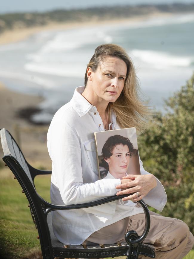 Ocean Grove mother Ange Shearman with a photo of her son Louie.