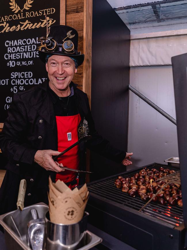 David Schnitzer roasting chestnuts at his popular stall. Picture: Linda Higginson