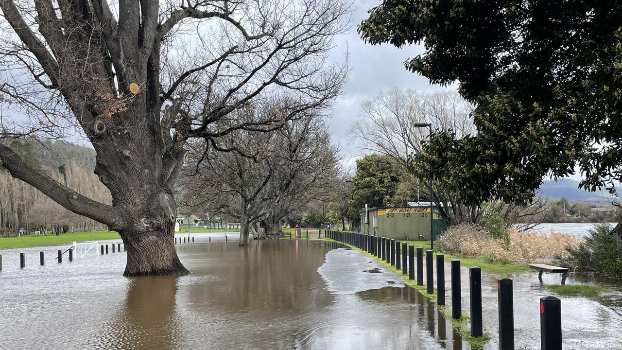 Flooding at the Esplanade in New Norfolk. Picture: Genevieve Holding