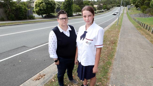 Skye O'Dwyer and daughter Amber Jones (16) are fed up students are getting left behind by overcrowded buses. by Richard Gosling