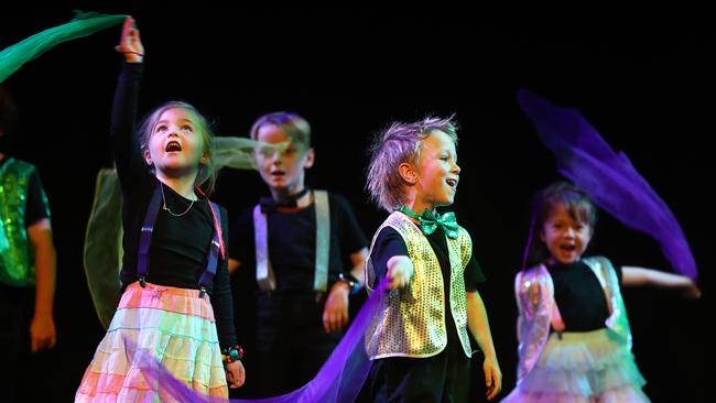 Aireys Inlet Primary School students performing at the Geelong Schools Music and Movement Festival. Picture: Alison Wynd
