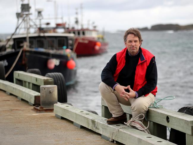 21/06/2018 King Island Mayor Duncan McFie at the King Island Marina. He is more supportive of the propposed fish farms for the island and  is copping flak for secret talks with the salmon company. Picture : David Geraghty / The Australian.