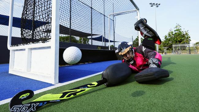 Cairns Brothers goalkeeper Rhiannon Forbes has been selected to represent Australia in the Australian Allstars Under 17s hockey team, travelling to Malaysia to compete against England, Japan, Malaysia and South Africa from November 18 to 26. Picture: Brendan Radke