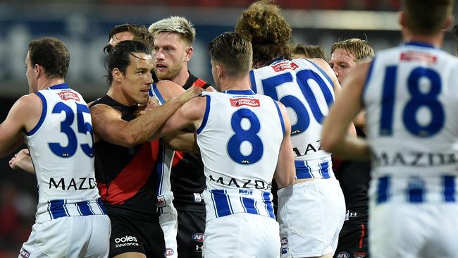 Gun Essendon midfielder Dylan Shiel will be missing for two weeks.