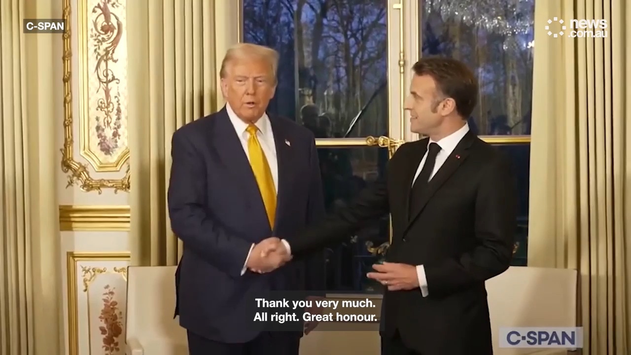 Trump dominates Macron during tense handshake