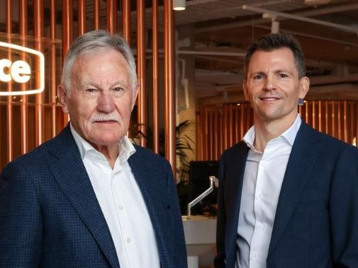 Reece Chairman Alan Wilson with his son and CEO Peter Wilson at their Melbourne office. Picture: Ian Currie