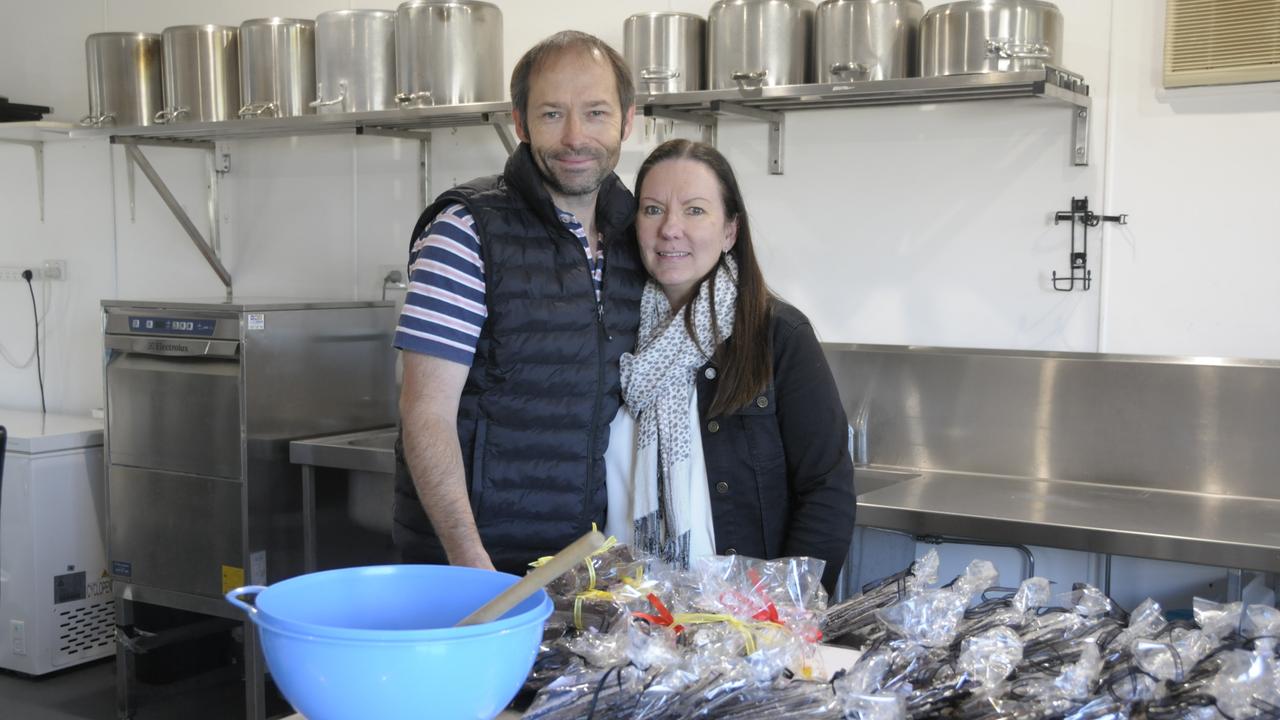 Couple Chris Barnett and Dean Iddon are selling their three businesses Janelle's Kitchen, L'Amour Chocolate and JK's Picnics and Platters. Picture: Rhylea Millar