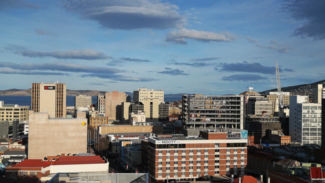 The Hobart CBD seen from the 15th floor of the new UTAS accommodation building in Melville St. Picture: SAM ROSEWARNE